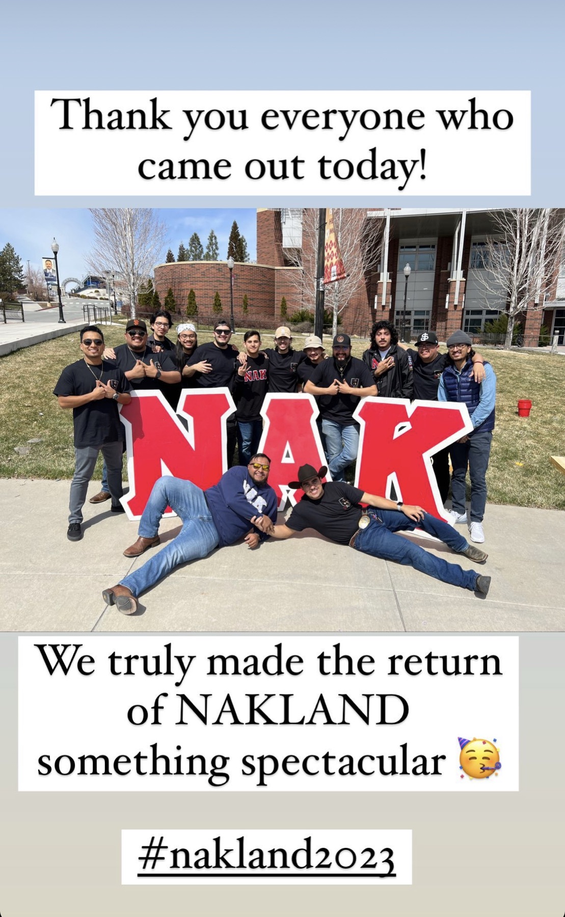 NAKLAND 2021 thank you post with brothers holding the NAK letters